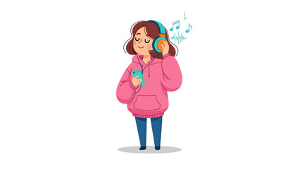 Girl listening to music with headphones vector illustration