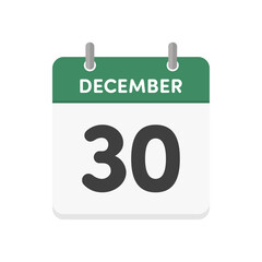 12月30日･December 30の日めくりカレンダーのアイコン - 12/30の日付入り英語の暦