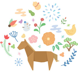 正月飾り　午年　馬年　北欧風