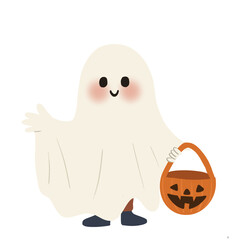 halloween pumpkin and ghost