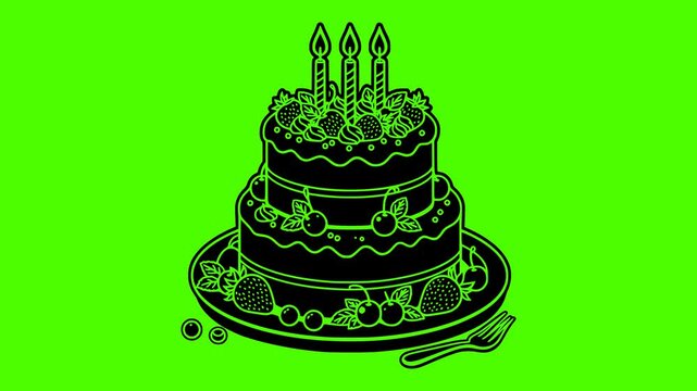 birthday illustration party silhouette video logo green icon screen outline celebration cake decoration celebrate greeting card event fun invitation shape kid vector graphic background
