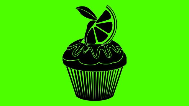 dessert illustration food silhouette cake logo video icon green outline screen cup sweet cupcake birthday cream snack celebration party shape bright vector graphic background