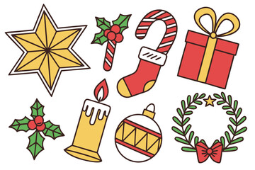 Merry Christmas Elements – Wreath, Star, Bauble & Sock