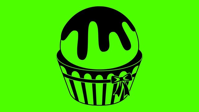 dessert illustration food silhouette cake logo video icon green outline screen cup sweet cupcake birthday cream snack celebration party shape bright vector graphic background