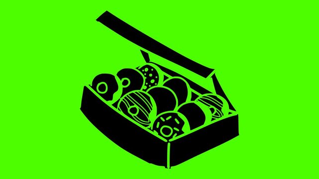 dessert illustration donut silhouette video logo green icon screen outline food bakery sweet pastry snack cake chocolate cream doughnut shape women vector graphic background