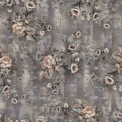 Brushstroke flower and watercolor Flowers illustration allover flower pattern