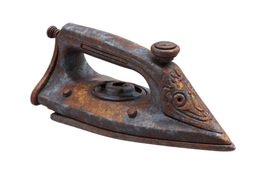 Solid iron metal isolated on transparent background