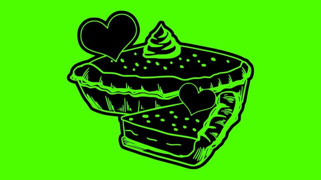 dessert illustration pie silhouette fruit logo video icon green outline screen cake sweet food pastry homemade fresh delicious bakery shape crust vector graphic background