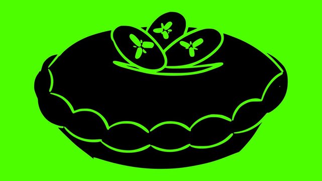 dessert illustration pie silhouette fruit logo video icon green outline screen cake sweet food pastry homemade fresh delicious bakery shape crust vector graphic background