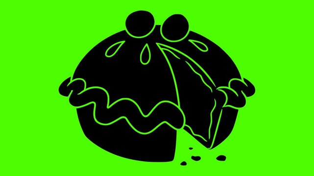 dessert illustration pie silhouette fruit logo video icon green outline screen cake sweet food pastry homemade fresh delicious bakery shape crust vector graphic background
