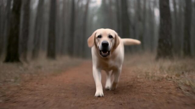 Labrador running towards the camera
