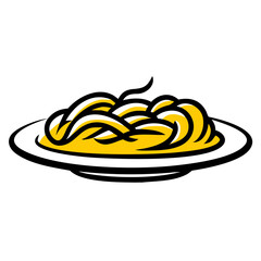 a flat gradient outline icon of a spaghetti plate for web and graphic design