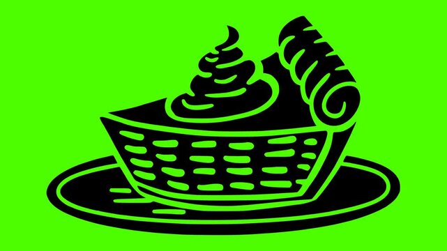 dessert illustration pie silhouette fruit logo video icon green outline screen cake sweet food pastry homemade fresh delicious bakery shape crust vector graphic background