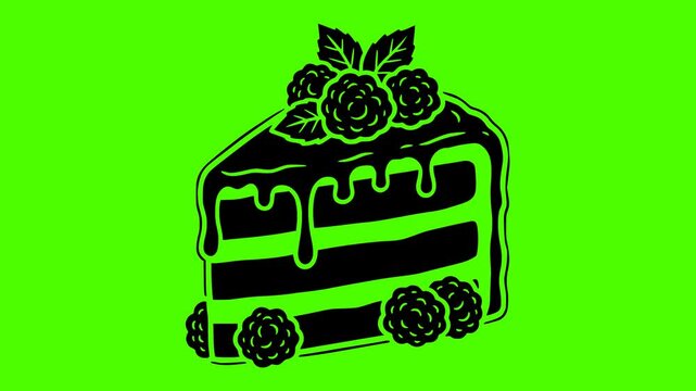 dessert illustration food silhouette delicious logo video icon green outline screen cake sweet slice bakery pastry piece birthday cream shape cheesecake vector graphic background