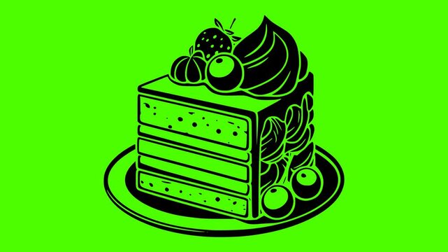 dessert illustration food silhouette delicious logo video icon green outline screen cake sweet slice bakery pastry piece birthday cream shape cheesecake vector graphic background