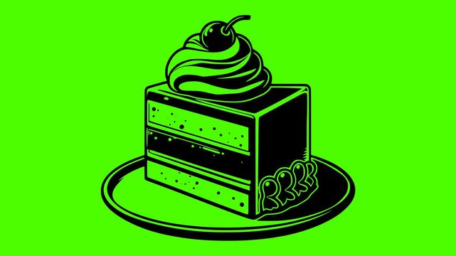 dessert illustration food silhouette delicious logo video icon green outline screen cake sweet slice bakery pastry piece birthday cream shape cheesecake vector graphic background