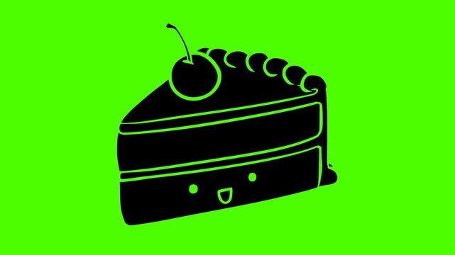 dessert illustration food silhouette delicious logo video icon green outline screen cake sweet slice bakery pastry piece birthday cream shape cheesecake vector graphic background