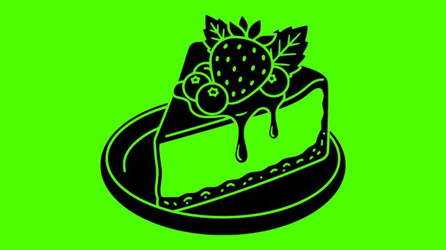dessert illustration food silhouette delicious logo video icon green outline screen cake sweet slice bakery pastry piece birthday cream shape cheesecake vector graphic background