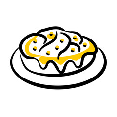 a flat gradient outline icon of a waffle with toppings for web and graphic design