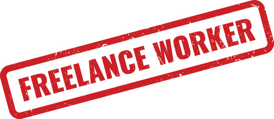 Official red grunge rubber stamp conveying freelance worker status for flexible employment