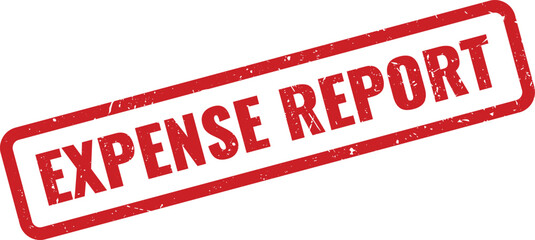 Official red grunge rubber stamp text reading Expense Report for business documents