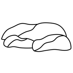 Rock line art illustration. Simple natural stones drawing for coloring book, nature landscape, and geology design.