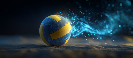 volleyball ball jumps from digital platform
