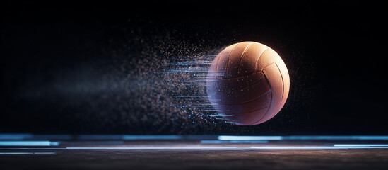 volleyball ball jumps from digital platform