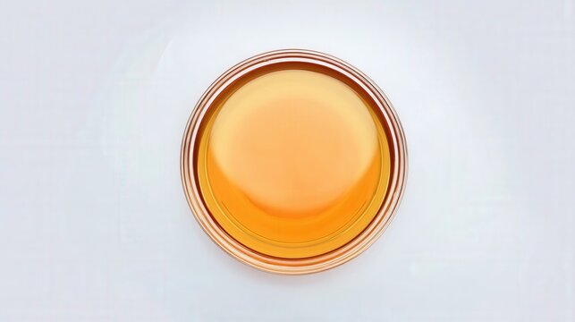 Amber Apple Cider Vinegar in Glass Dish on White Background Isolated. Generative AI