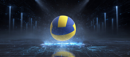 volleyball ball jumps from digital platform
