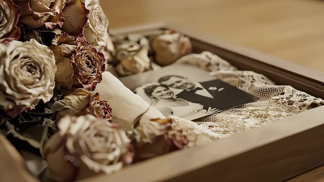 Displaying Preserved Wedding Bouquet With Vintage Wedding Graph