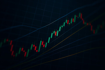 Financial candlestick chart analysis graph showing investment performance trends for business and stock trading economy