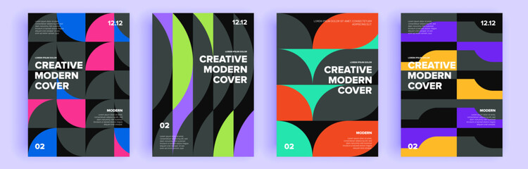 Modern abstract covers set, minimal covers design. Colorful geometric background, vector illustration.