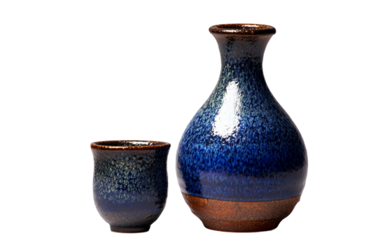 Modern sake presentation isolated on transparent background