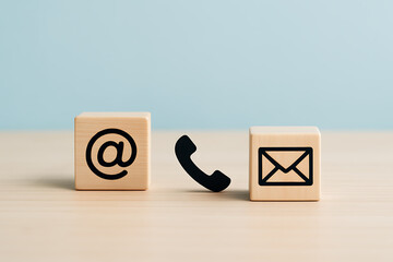 Communication icons illustrating contact methods including email phone and internet symbol for business outreach marketing and customer service
