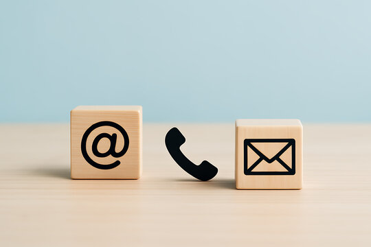 Communication icons illustrating contact methods including email phone and internet symbol for business outreach marketing and customer service
