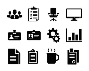 Office and Business Icon Set Team, Checklists, Furniture, and More for Design Projects