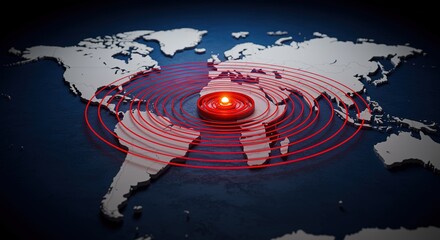 Earthquake epicenter on world map seismic disaster natural risk hazard geology tectonic plate continent global danger
