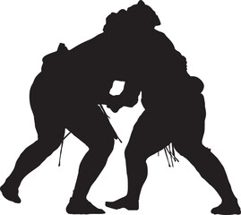 日本古来の武道である大相撲のシルエット