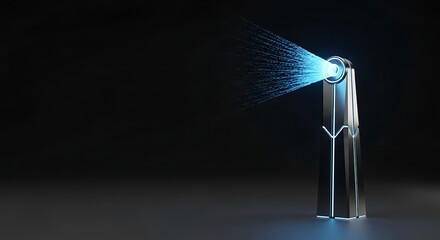 Industrial communication system shining bright on dark background. Field communication system involves modern technology and precise engineering.