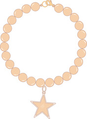 cute beaded bracelet with a star charm clipart