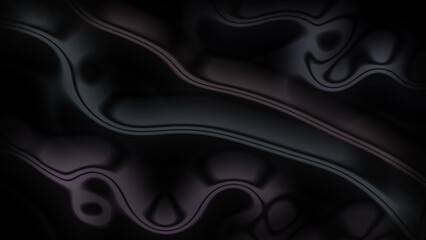 Dark abstract background with wavy, reflective lines and fluid-like undulating shapes creating a sleek, mysterious, and modern texture, perfect for technology, luxury concepts, and design projects.