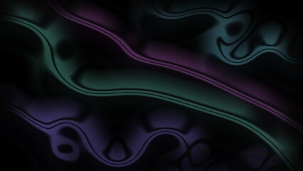 Abstract vibrant fluid wave pattern with glossy metallic sheen and flowing purple, teal, and green gradients on a dark backdrop, creating a futuristic, dynamic, and elegant visual effect for modern de