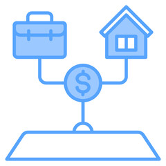 Fototapeta premium Work Life Balance Blue Icon