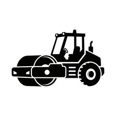 Naklejka premium Road Roller Silhouette Vector Construction Vehicle Icon Heavy Machinery Graphic