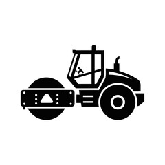 Road Roller Silhouette Vector  Construction Vehicle Icon  Heavy Machinery Graphic