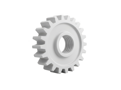 White gear isolated on transparent background - Powered by Adobe