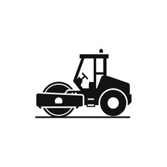 Naklejka premium Road Roller Silhouette Vector Construction Vehicle Icon Heavy Machinery Graphic