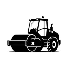Naklejka premium Road Roller Silhouette Vector Construction Vehicle Icon Heavy Machinery Graphic