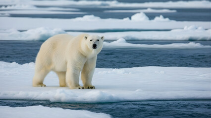 A magnificent polar bear in its natural icy habitat